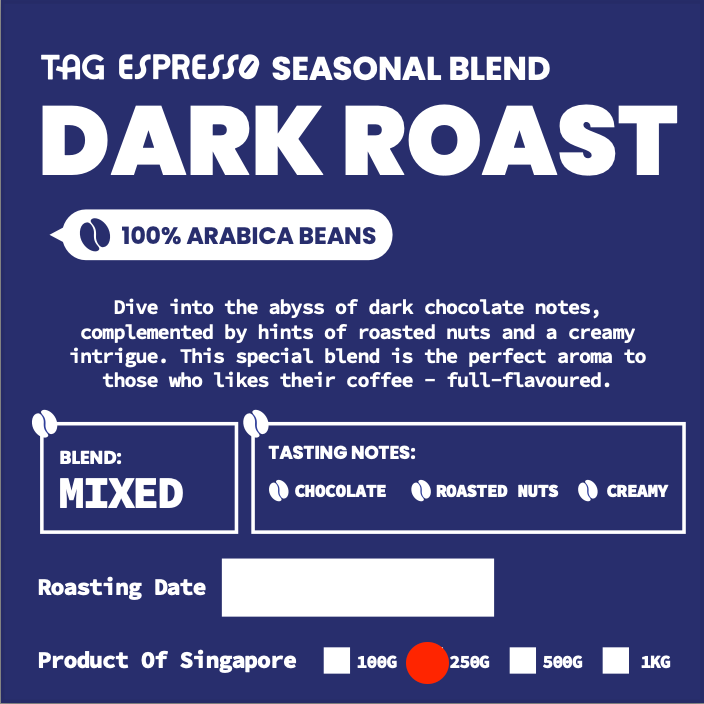Seasonal Blend Dark Roast Coffee Beans (250g)