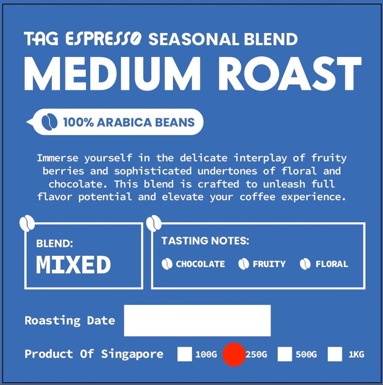 Seasonal Blend Medium Roast Coffee Beans (250g)