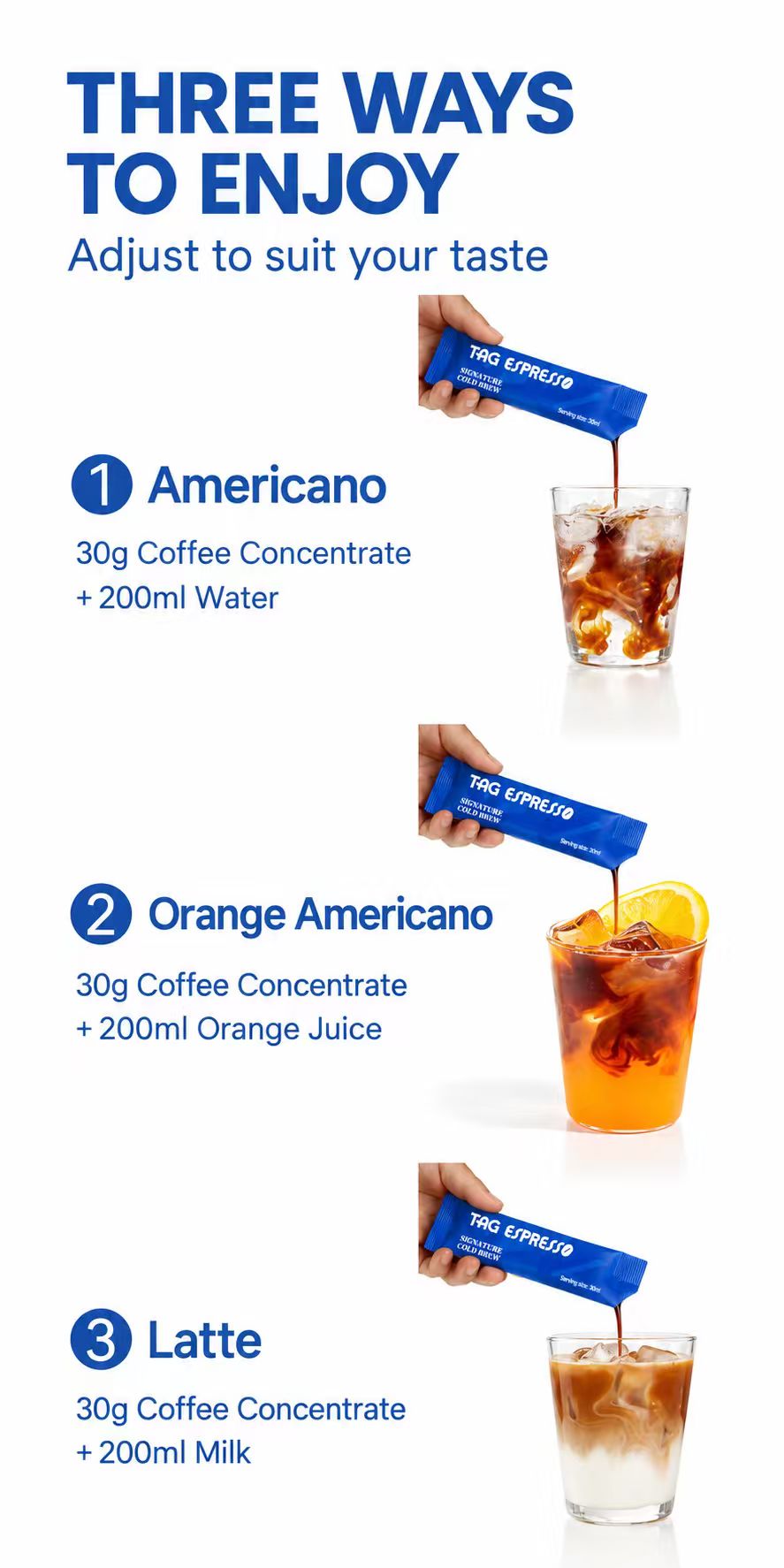 [Pre-Order] TAG Espresso Classic Cold Brew Coffee Concentrate - Signature Liquid Coffee, Cream & Chocolate Flavour (12 x 30ml Sachets)
