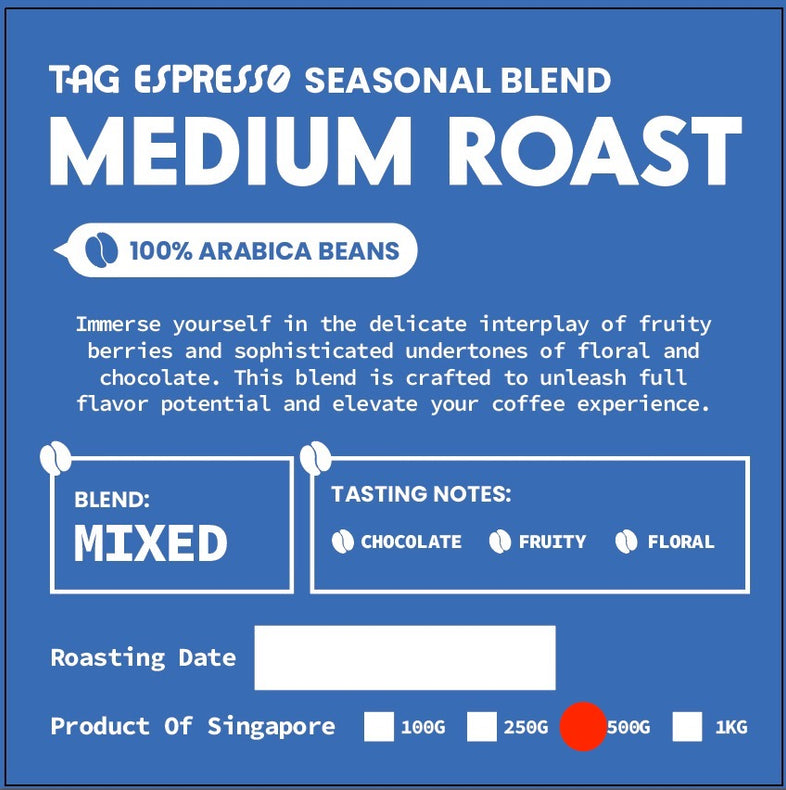 Seasonal Blend Medium Roast Coffee Beans (500g)