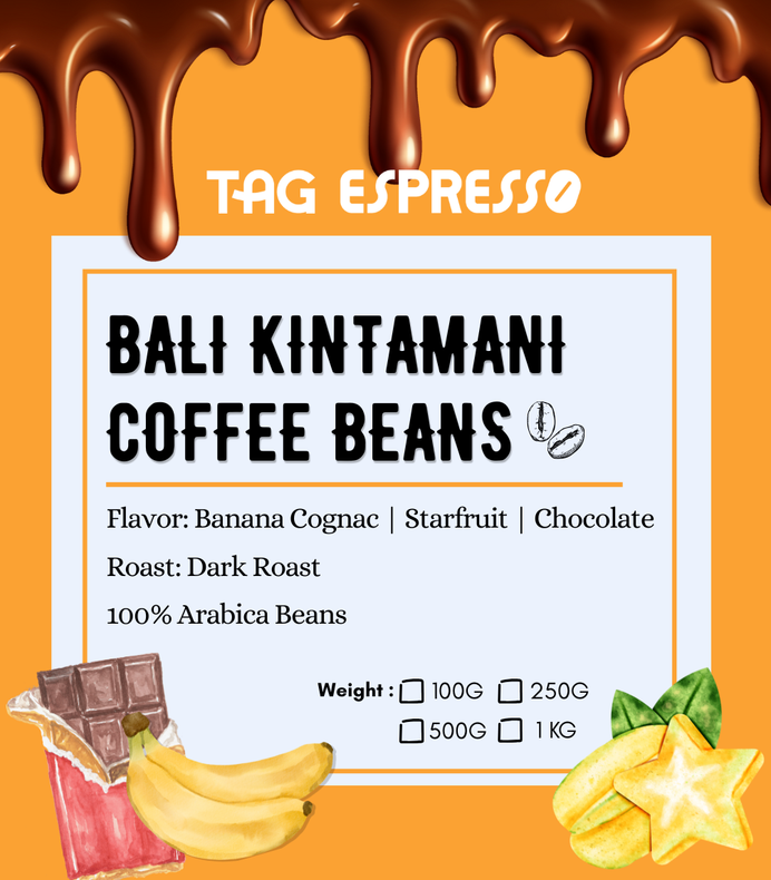 TAG Espresso Bali Kintamani Dark Roast Coffee Beans (250g)