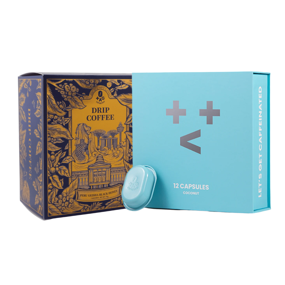 1+1 Edition - TAG Espresso Fantasy Coconut Coffee Capsules + Peru Geisha Black Honey Drip Coffee