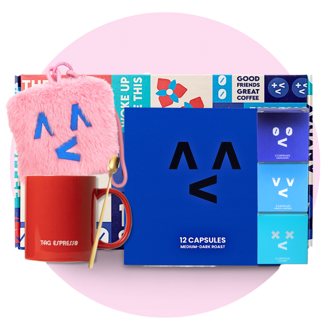 Mother's Day Gift Set Bundle - TAG Blue Medium Dark Roast Coffee (12 x 2.8g)